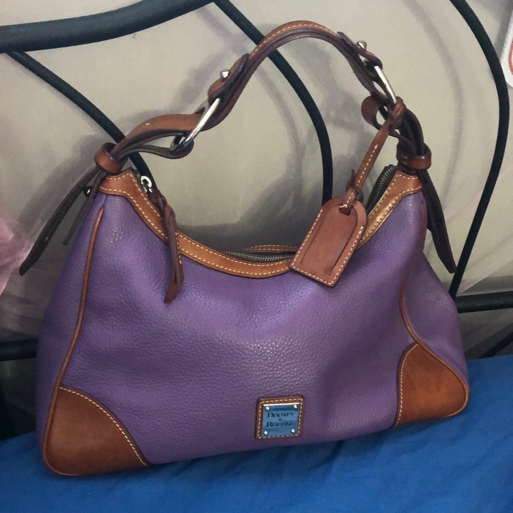 Dooney and Bourke Purple and Brown Peddled Leather Purse and Pouch Included